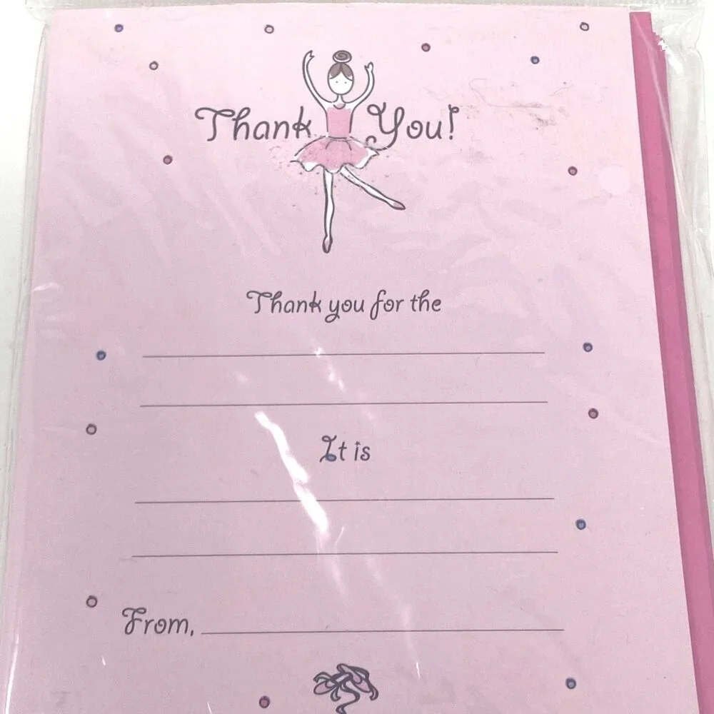 Target Pink Ballerina Kids Thank You Cards Envelopes 10 Count Gifts Stationery